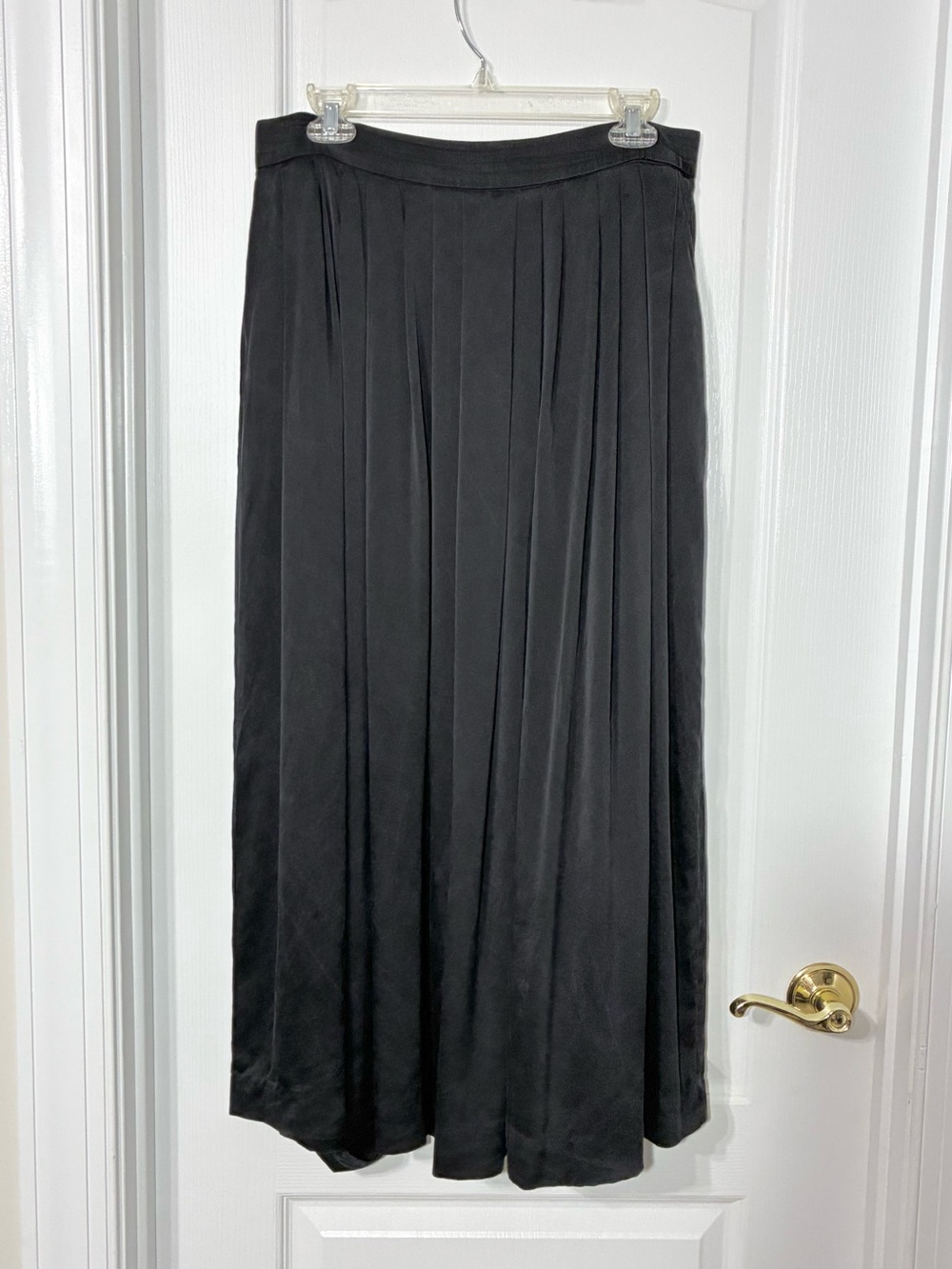 Vintage Jim Heilman II SILK Made In USA Pleated Midi Skirt Pockets Black Size 14